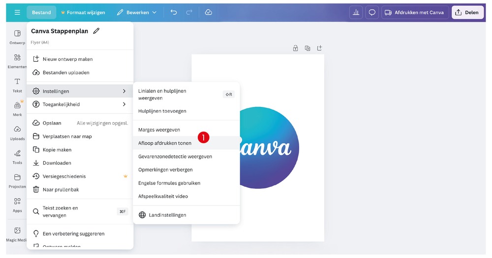 Canva stappenplan printproductie