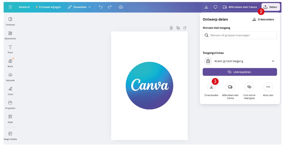 Canva stappenplan printproductie